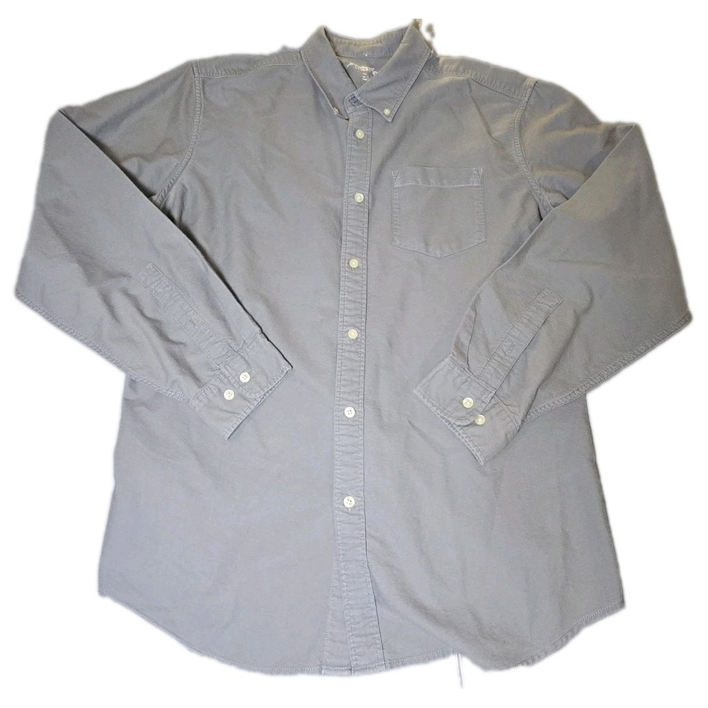 Eddie Bauer Shirt Mens Large L Grey Legend Wash Classic Fit Long Sleeve Button U